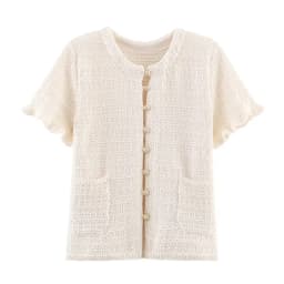 HH Women Casual Knitted Tank Top Pleated Skirt Sets Single Breasted Short Sleeve O Neck T-Shirt Slim Patchwork Skirt Outfit