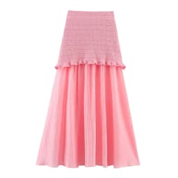 HH Women Casual Knitted Tank Top Pleated Skirt Sets Single Breasted Short Sleeve O Neck T-Shirt Slim Patchwork Skirt Outfit
