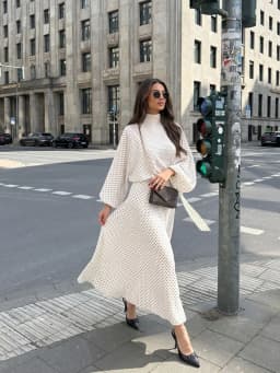 HH Women Vintage Polka Dot Skirt Sets Long Sleeve Bow Tie Shirt Loose A-line Skirt 2026 Spring Casual Vacation Beach Outfits