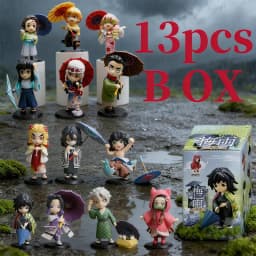  12cm New Demon Slayer Plum Rain Series 13pcs/set Blind Box Figure surprise Box Tanjiro Kamado Nezuko Action Model Toys Gifts