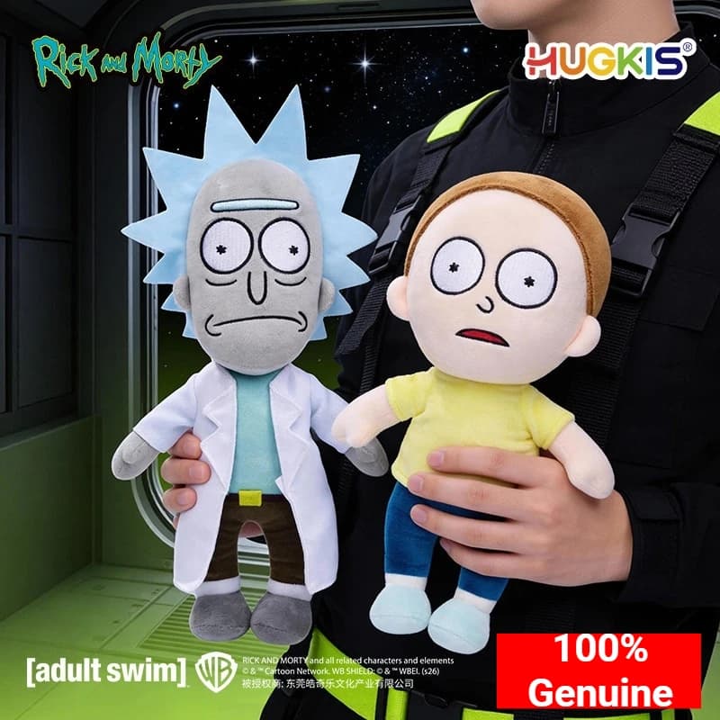 【Spot】 HUGKIS Rick and Morty Plush Toy Movable Skeleton Stuffed Doll Soft Anime Plushie Funny Collectible Gift for Fans Birthday
