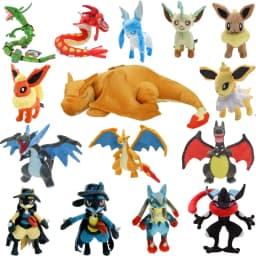 Pokemon Plush Set Rayquaza Charizard Eeveelutions Lucario Greninja Soft Stuffed Doll Anime Fans Collectible