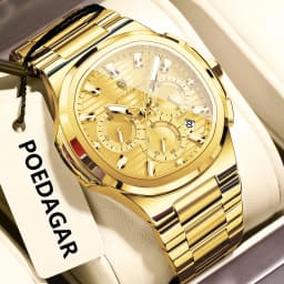 POEDAGAR Business Man Wristwatch Date Chronograph Waterproof Luminous Luxury Men Watch Stainless Steel Quartz Men's Watches Male