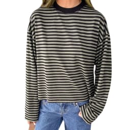 Striped Long Sleeve T Shirt Women Y2k Oversized Crewneck Sweatshirt Aesthtic Vintage Autumn Drop Shoulder Cute Going Out Tops