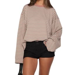 Striped Long Sleeve T Shirt Women Y2k Oversized Crewneck Sweatshirt Aesthtic Vintage Autumn Drop Shoulder Cute Going Out Tops