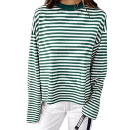 Striped Long Sleeve T Shirt Women Y2k Oversized Crewneck Sweatshirt Aesthtic Vintage Autumn Drop Shoulder Cute Going Out Tops