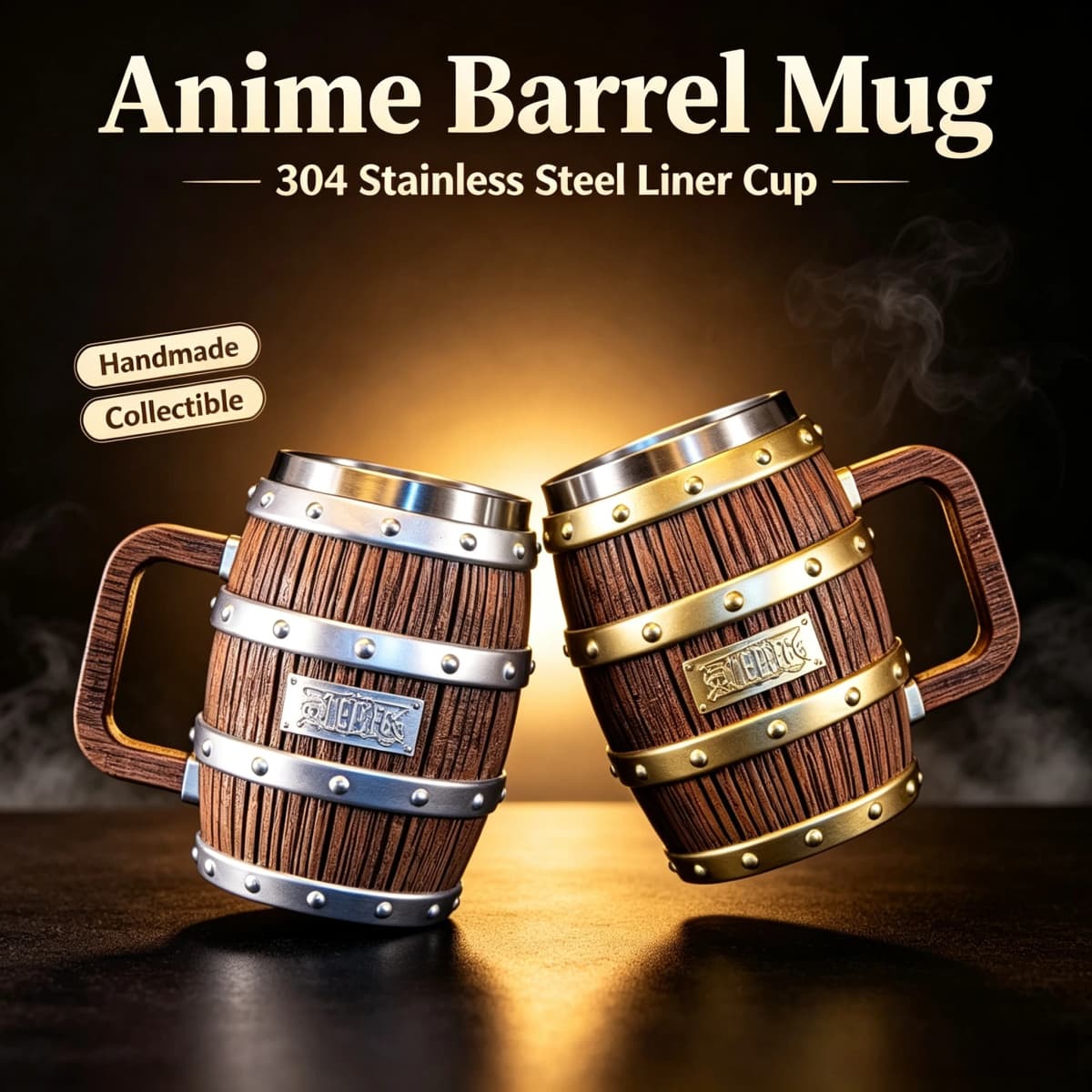 One Piece Barrel Mug Anime Merch Goods Handmade Cup With 304 Stainless Steel Liner Collectible Drinkware Gift For Anime Fans Com