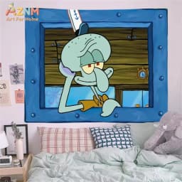 1pc SpongeBob Squidward Cartoon Decoration Background Bedroom Room Decor Festival Party Canvas Wall Art