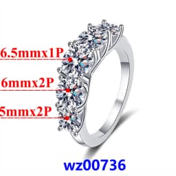 COSFIX Round Cut Moissanite Rings For Women 0.1ct-5ct Women Moissanite Row Ring Luxury 2023 Women's Full Moissanite Ring Gift