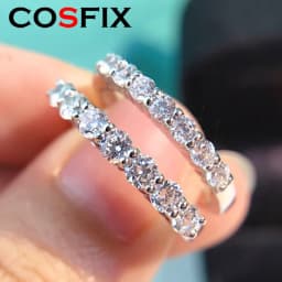 COSFIX Round Cut Moissanite Rings For Women 0.1ct-5ct Women Moissanite Row Ring Luxury 2023 Women's Full Moissanite Ring Gift