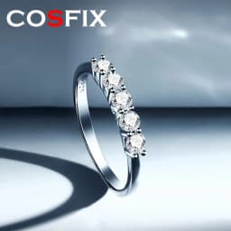 COSFIX Round Cut Moissanite Rings For Women 0.1ct-5ct Women Moissanite Row Ring Luxury 2023 Women's Full Moissanite Ring Gift