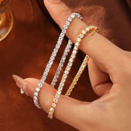 IOGOU 3mm Round Moissanite Full Tennis Bracelets 14k Gold Filled Bracelet for Women Men Couples GRA Certified Sparkling Jewelry