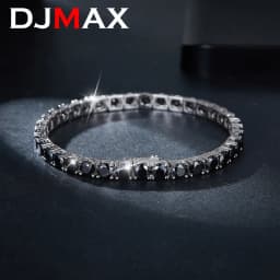 DJMAX 4-6.5mm Full BlacK Moissanite Tennis Bracelet For women Original 925 Sterling Silver Man Moissanite Tennis Chain New 2023