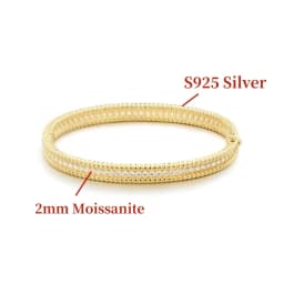 GXTRS 2mm Certified Moissanite Bangles For Women S925 Silver Trendy Wedding Party Bracelets 18K Gold Plated Fine Jewelry Gifts
