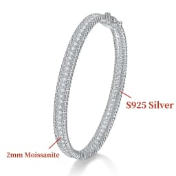 GXTRS 2mm Certified Moissanite Bangles For Women S925 Silver Trendy Wedding Party Bracelets 18K Gold Plated Fine Jewelry Gifts