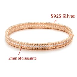 GXTRS 2mm Certified Moissanite Bangles For Women S925 Silver Trendy Wedding Party Bracelets 18K Gold Plated Fine Jewelry Gifts