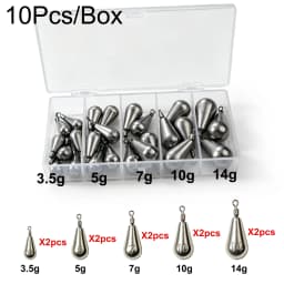10-40Pcs Fishing Weights 3.5-10g Swivel Sinkers Column & Drop Alloy Tackle Box Rig Accessories for Freshwater Saltwater Lure