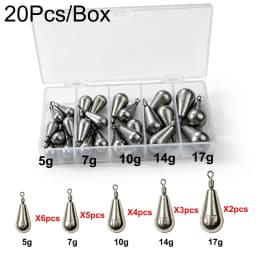 10-40Pcs Fishing Weights 3.5-10g Swivel Sinkers Column & Drop Alloy Tackle Box Rig Accessories for Freshwater Saltwater Lure