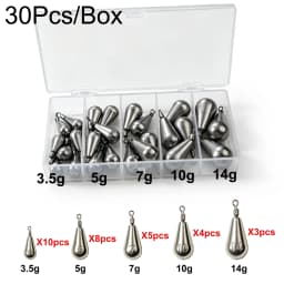 10-40Pcs Fishing Weights 3.5-10g Swivel Sinkers Column & Drop Alloy Tackle Box Rig Accessories for Freshwater Saltwater Lure