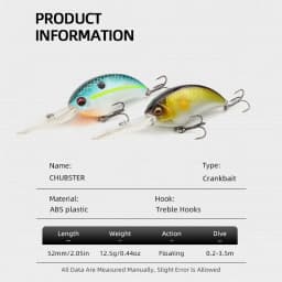 LETOYO 12.5g 52mm Crank Fishing Bait Floating Crankbait Wobbler Pike Bass Lure Artificial Bait