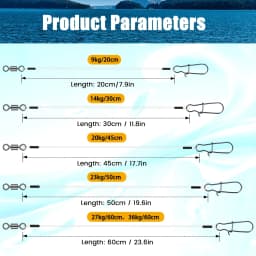 10/20PCS Pike Fluorocarbon Leader Line, Carbon Fiber Leader with Swivel Snap, Fishing Leader Rig for Saltwater & Freshwater