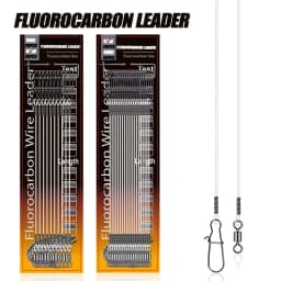 10/20PCS Pike Fluorocarbon Leader Line, Carbon Fiber Leader with Swivel Snap, Fishing Leader Rig for Saltwater & Freshwater