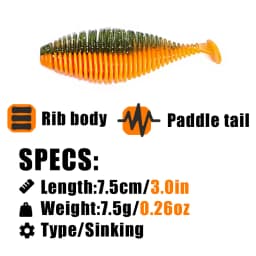 PEAK 75mm Soft Lure Swimbait Fishing Lure Shad Silicone Baits T-tail Wobblers Swimbait Artificial Leurre Souple