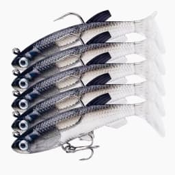 1pc Fishing Lure 75mm 85mm Artificial Sinking Swimbait Curly T Tail Jig Head  Soft Bait Rubber Goods For Bass Pike