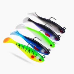 1pc Fishing Lure 75mm 85mm Artificial Sinking Swimbait Curly T Tail Jig Head  Soft Bait Rubber Goods For Bass Pike