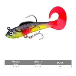 1pc Fishing Lure 75mm 85mm Artificial Sinking Swimbait Curly T Tail Jig Head  Soft Bait Rubber Goods For Bass Pike