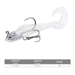 1pc Fishing Lure 75mm 85mm Artificial Sinking Swimbait Curly T Tail Jig Head  Soft Bait Rubber Goods For Bass Pike