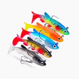 1pc Fishing Lure 75mm 85mm Artificial Sinking Swimbait Curly T Tail Jig Head  Soft Bait Rubber Goods For Bass Pike