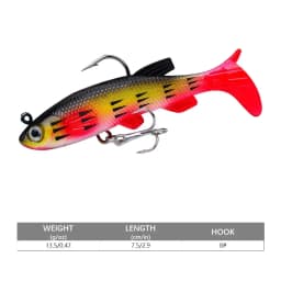 1pc Fishing Lure 75mm 85mm Artificial Sinking Swimbait Curly T Tail Jig Head  Soft Bait Rubber Goods For Bass Pike