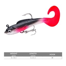 1pc Fishing Lure 75mm 85mm Artificial Sinking Swimbait Curly T Tail Jig Head  Soft Bait Rubber Goods For Bass Pike