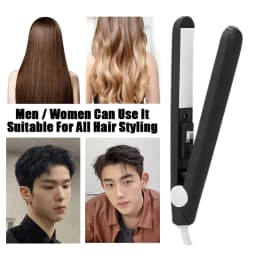 Electric Ceramic Mini Hair Straightener Unisex Portable Flat Iron Wet/Dry Straightening Curling Irons Black FastHeat Hair Curler
