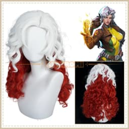 Rogue Cosplay Wig Anna Marie Wine Red Long Fluffy Curls Rogue X-Men Evolution Heat Resistant + Wig Cap for Halloween