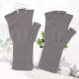 Unisex Knitted Half Finger Gloves Long Wrist Fingerless Gloves for Women Men Winter Black Warm Workout Cycling Gloves