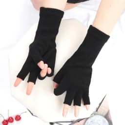 Unisex Knitted Half Finger Gloves Long Wrist Fingerless Gloves for Women Men Winter Black Warm Workout Cycling Gloves