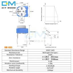10PCS 100R 200R 500R 1K 2K 2.2K 3K 5K 10K 20K 50K 100K 500K 1M Ohm RM-065 RM065 Trimpot Trimmer Potentiometer Variable Resistor