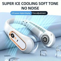 2025 New Best Sellers Wearable Neck Fan Portable Air Conditioner Bladeless Neck Fan Air Cooler 5 Gears and LED Display Screen