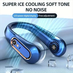 2025 New Best Sellers Wearable Neck Fan Portable Air Conditioner Bladeless Neck Fan Air Cooler 5 Gears and LED Display Screen