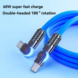 60W PD Super Fast Charge USB C to Type C Cable 180 Degree Elbow Rotation for Data Sync Compatible with Samsung Huawei Laptops
