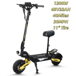 EOEOTWO 1200W Off Road Electric Scooter for Adults 48V Long Range E-Scooter 30MPH Fast Speed 11" Tubeless Tire Foldable Kick Scooter