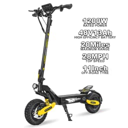 EOEOTWO 1200W Off Road Electric Scooter for Adults 48V Long Range E-Scooter 30MPH Fast Speed 11" Tubeless Tire Foldable Kick Scooter