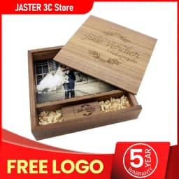 JASTER Maple Photo Album Wood USB+Box Memory Stick Pendrive 8GB 16GB 32GB 64GB 128GB Photography Gift Free LOGO (170*170*35 MM)