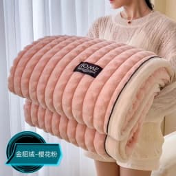 Thick Faux Rabbit Fur Blanket Raised Stripe Autumn Winter Warm Throw Blankets for Bed Sofa Single Double Fluffy Plush Bedspread