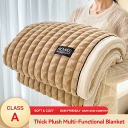Thick Faux Rabbit Fur Blanket Raised Stripe Autumn Winter Warm Throw Blankets for Bed Sofa Single Double Fluffy Plush Bedspread