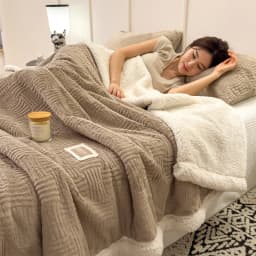Double Layer Sherpa Fleece Blanket Autumn Winter Thick Warm Plush Blankets for Bed Cozy Fluffy Soft Faux Rabbit Fur Sofa Blanket