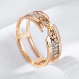 Kinel Hot Unusual 585 Rose Gold Color Rings for Women Fashion Shiny Natural Zircon Accessories Minimalist Daily Fine Jewelry