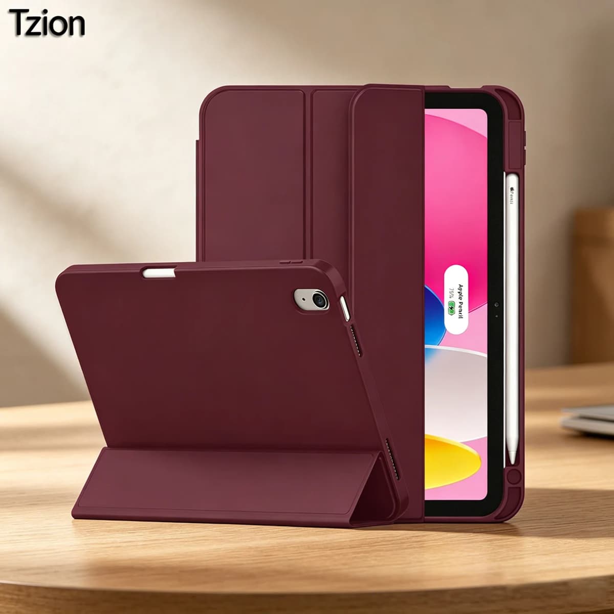 Case for iPad(A16) 11/10th Gen 11/10.9 Inch 2025/2022,Auto Sleep/wake Slim Tri-fold Stand Soft TPU Back Cover with Pencil Holder